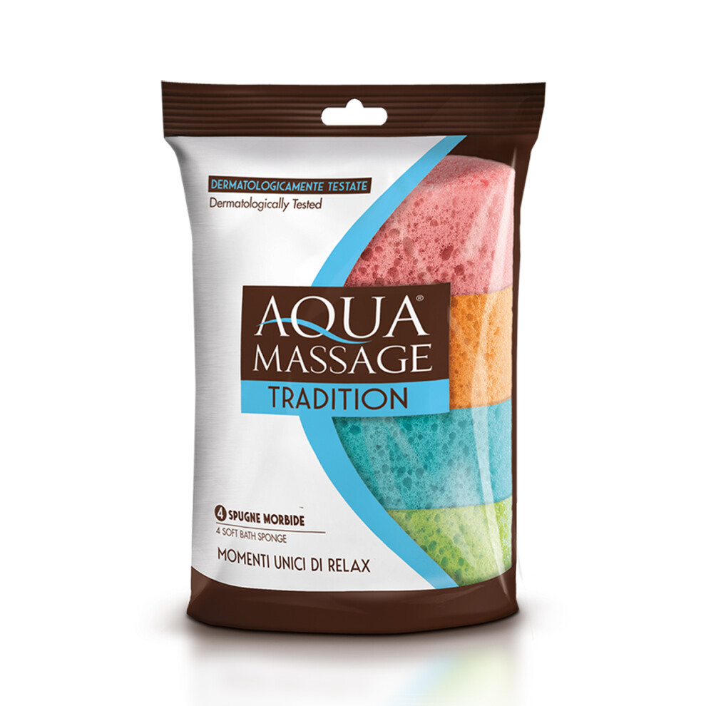 Aquamassage 4 Oval Soft Bath Sponges - Dermatologically Tested.
