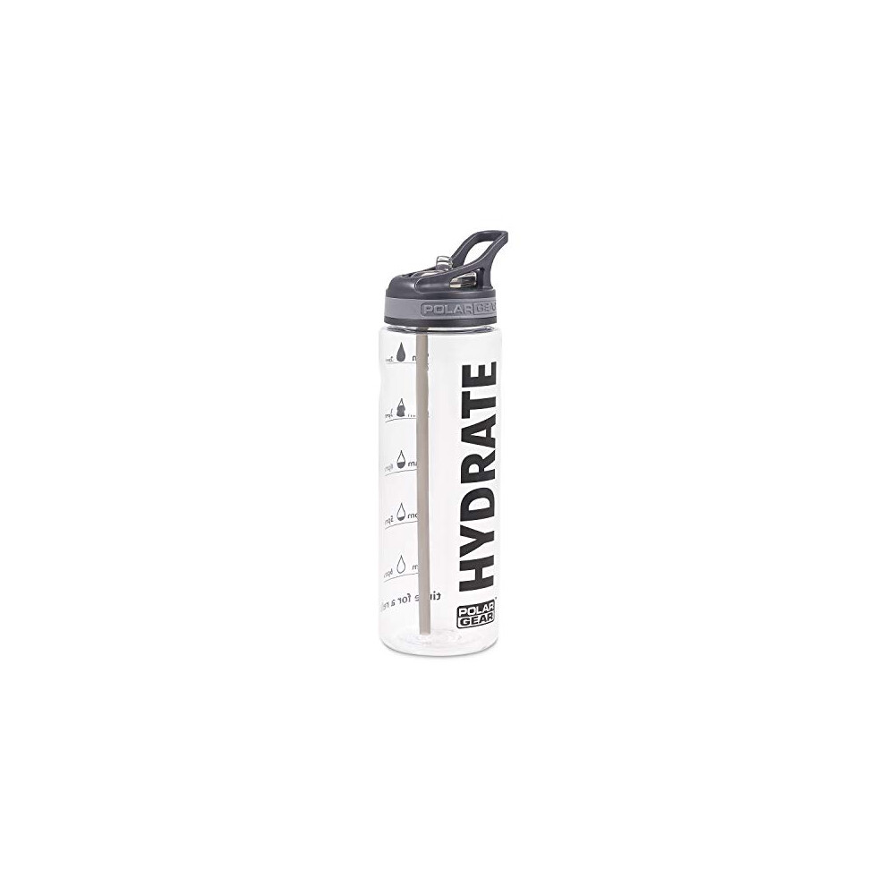 Polar Gear 750Ml Tracker Water Bottle With Straw - Bpa-Free Reusable Water Bottle With Time Markings ? Running Water Bottle Perfect For Gym, Cycling &