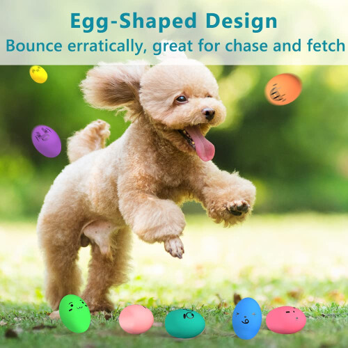 TONGKTAI Squeaky Dog Ball 8 Pack Interactive Latex Rubber Dog Squeak Toys Soft Bouncy Fetch Egg Shape Pet Balls for Dog Egg Shape Ball on OnBuy