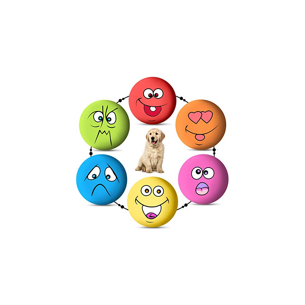 Petyoung 6Pcs Dog Squeaky Toys Latex Soft Dog Toys Rubber Squeaky Chewing Toy Fetch Play Balls (Dog Squeaky Toys)