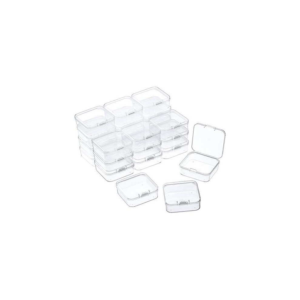 Satinior 24 Packs Small Clear Plastic Beads Storage Containers Box With Hinged Lid For Storage Of Small Items, Crafts, Jewelry, Hardware, 2.12 X 2.12