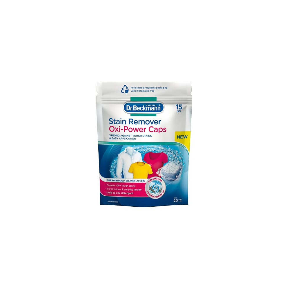 Dr Beckmann Dr. Beckmann Stain Remover Oxi Power Caps | Eliminate Stubborn Stains | Convenient, Ready-To-Use Caps | For Both Machine Washing & Soaking | 15 Caps