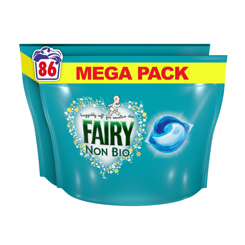 Fairy Non Bio All-In-1 Pods Laundry Detergent Washing Liquid Tablets/Capsules, 86 Washes (43X2), For Sensitive Skin