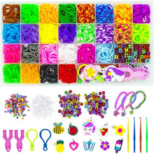 WONDERFORU Loom Bands Set for Crafts, 1800+ Colourful Rubber Bands Starter Set DIY Crafts Colourful Ribbons Box Set Children's Toy for Girls, 26