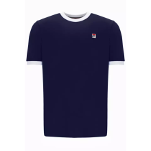 (NAVY/GARDENIA , MEDIUM) Fila Men's Cotton Crew Neck Classic Ringer T-Shirt