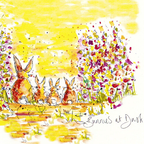 Tabitha Corbett 'Bunnies At Dusk' Bunnylicious Fun Artistic Easter Greeting Card 1