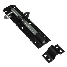 (6 Inch (175MM), Black) Heavy Duty Brenton Pad Bolt (Sliding Gate Latch)