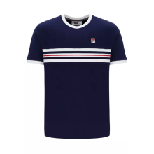 (NAVY/WHITE/RED, SMALL) Fila Men's Cotton Crew Neck Classic Ringer T-Shirt