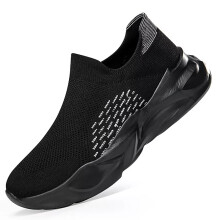 (Black, UK8.5=EUR43) MENS TRAINERS SPORTS RUNNING CASUAL FASHION SLIP ON LIGHTWEIGHT WALKING SHOES