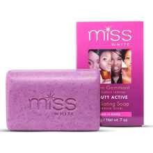 Miss White Beauty Active Exfoliating Soap 200g |Skin Brightening Bar Soap for Face, Knees, Body|Exfoliates Skin|Remove Dead Skin Cells|Gentle Cleanser