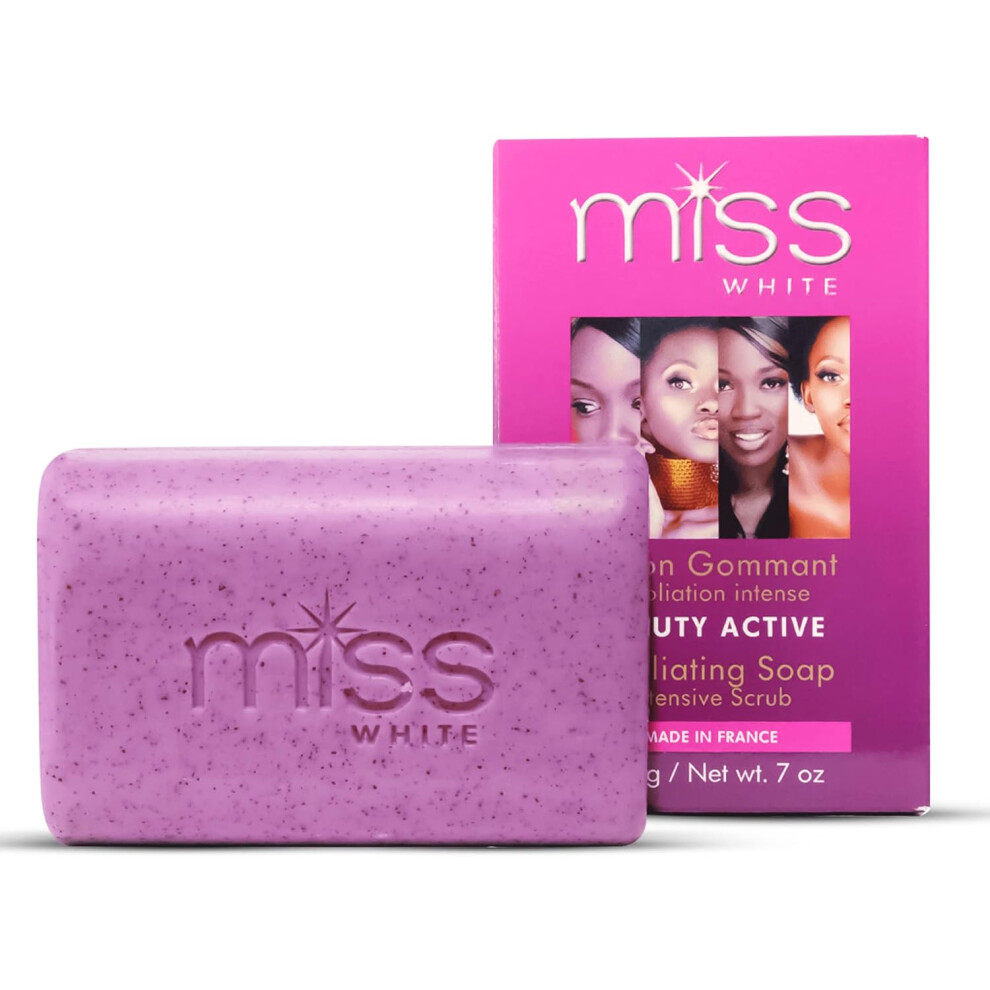 White Miss Beauty Active Exfoliating Soap 200G |Skin Brightening Bar Soap For Face, Knees, Body|Exfoliates Skin|Remove Dead Skin Cells|Gentle Cleanser
