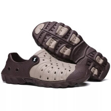 (Brown, UK 10.5=EUR 45) Mens Summer Slip on Sliders Pool Beach Sandals Hole Shoes Casual Flip Flops