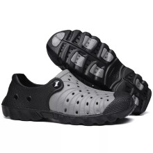 (Grey, UK 8=EUR 42) Mens Summer Slip on Sliders Pool Beach Sandals Hole Shoes Casual Flip Flops