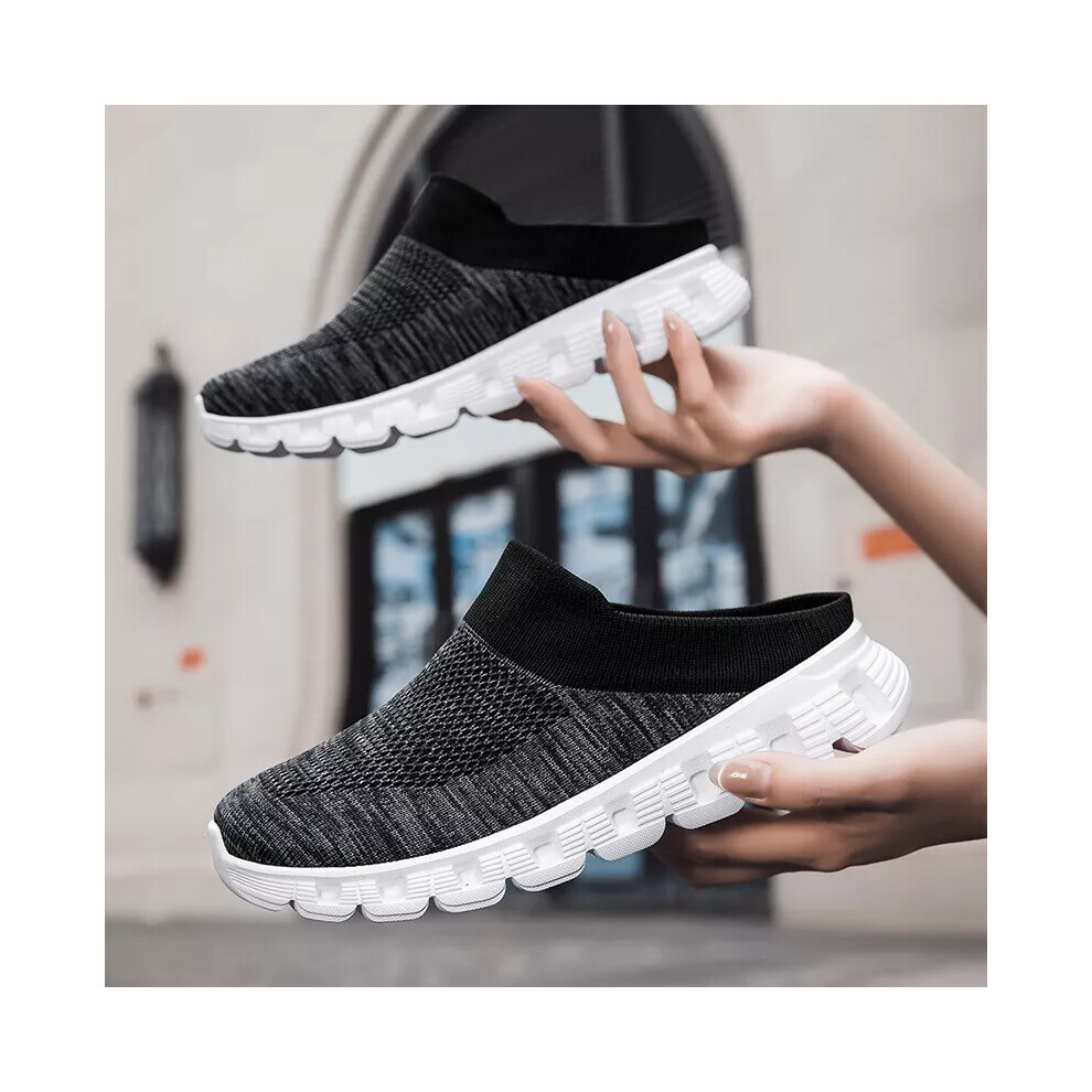 (Black White, UK 9=EUR 42) FASHION WOMENS CASUAL SLIP ON WALKING RUNNING JOGGING SPORTS SHOES TRAINERS GYM-image-OPC-PDZYTHH-NEW