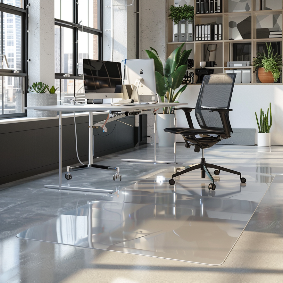 (75x120cm) PVC Non Slip Chair Mat Floor Protection Clear