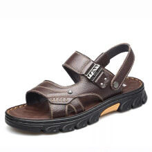 (Brown, EU 40=UK 6.5) Men Beach Shoes Lightweight Leather Sport Sandals Mens Summer Outdoor Open Toe
