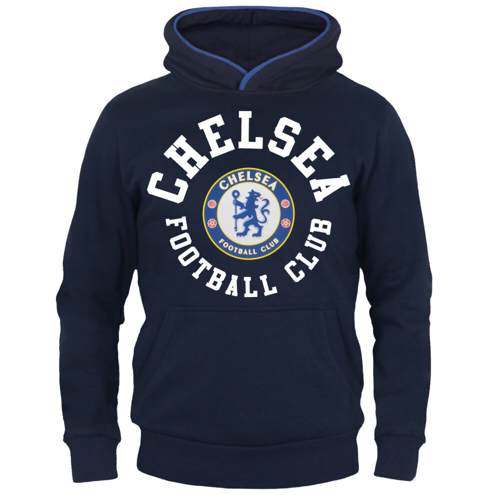 (Navy Blue, 10-11 Years) Chelsea FC Boys Hoody Fleece Graphic Kids OFFICIAL Football Gift