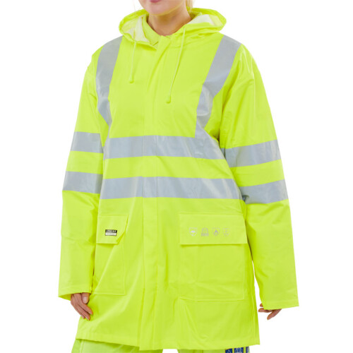 BEESWIFT FIRE RETARDANT HI-VIS ANTI-STATIC JACKET SATURN YELLOW XL