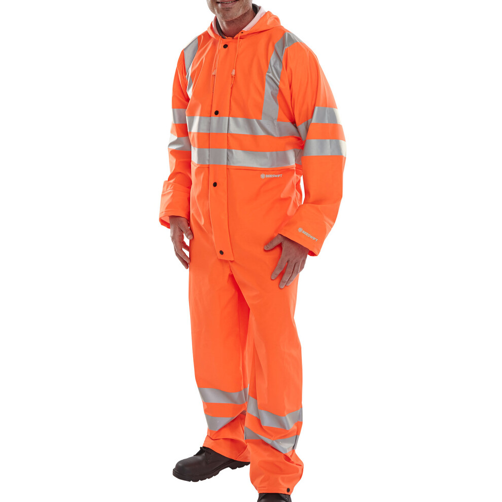 Beeswift Hi-Vis Pu Breathable Coverall Orange L 5030566352546