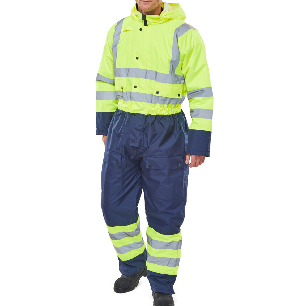 Beeswift Thermal Two-Tone Hi-Vis Waterproof Overall Saturn Yellow / Navy 3XL 5030566251214