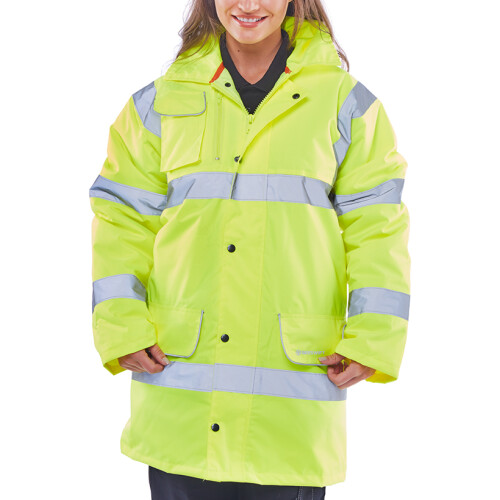 BEESWIFT HI-VIS FLEECE LINED TRAFFIC JACKET SATURN YELLOW 6XL