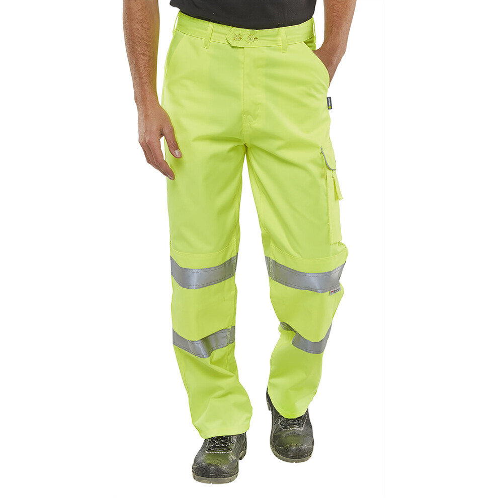 Beeswift Hi-Vis Poly Cotton Trousers Saturn Yellow 44 5030566112461