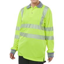 Beeswift - HIVIZ EXECUTIVE LONG SLEEVE POLO SAT YELLOW MED - Saturn Yellow