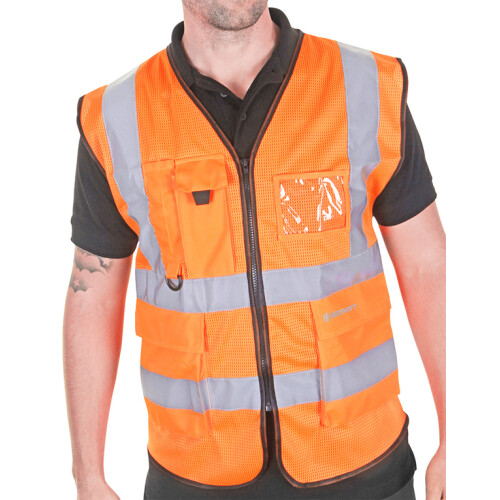 Beeswift - EXECUTIVE MESH WAISTCOAT  - Orange YELLOW - Hi Vis