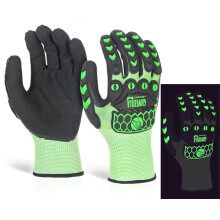 BEESWIFT GLOVEZILLA GLOW IN THE DARK FOAM NITRILE COATED GLOVES GREEN XXL