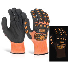 BEESWIFT GLOVEZILLA GLOW IN THE DARK FOAM NITRILE COATED GLOVES ORANGE M