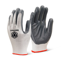 BEESWIFT NITRILE PALM COATED POLYESTER GLOVES GREY S