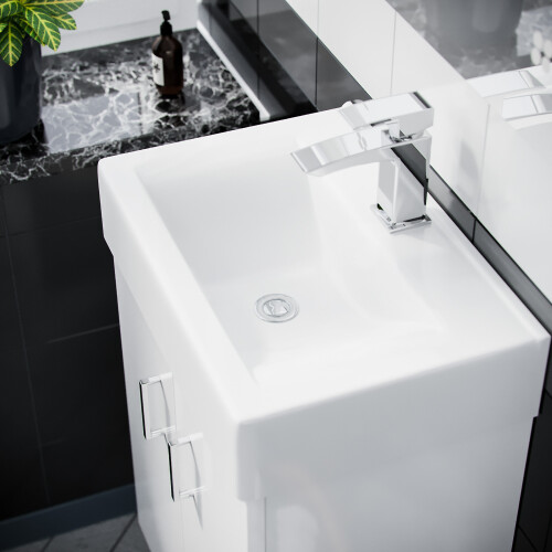 NES Home Nes Home 450mm White 2 Doors Basin Vanity Unit Wall Hung Cabinet Flat Pack 2
