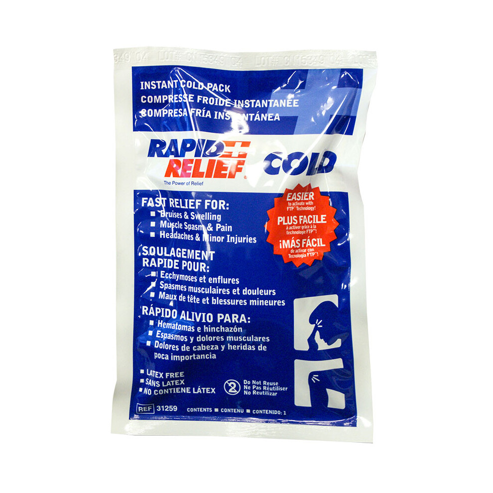 Rapidrelief Rapid Relief Instant Cold Pack Large 5"X 9" White 9"