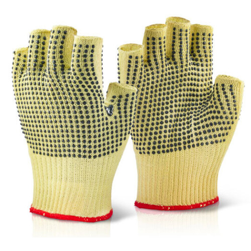 BEESWIFT REINFORCED FINGERLESS DOTTED GLOVES YELLOW 09