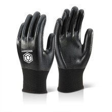 BEESWIFT NITRILE FULLY COATED POLYESTER GLOVES BLACK M