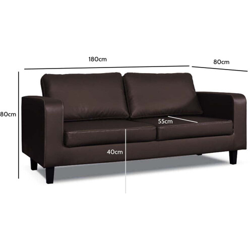 Box Brown Leather 3+2 Seater Sofa Set 1
