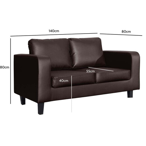 Box Brown Leather 3+2 Seater Sofa Set 2