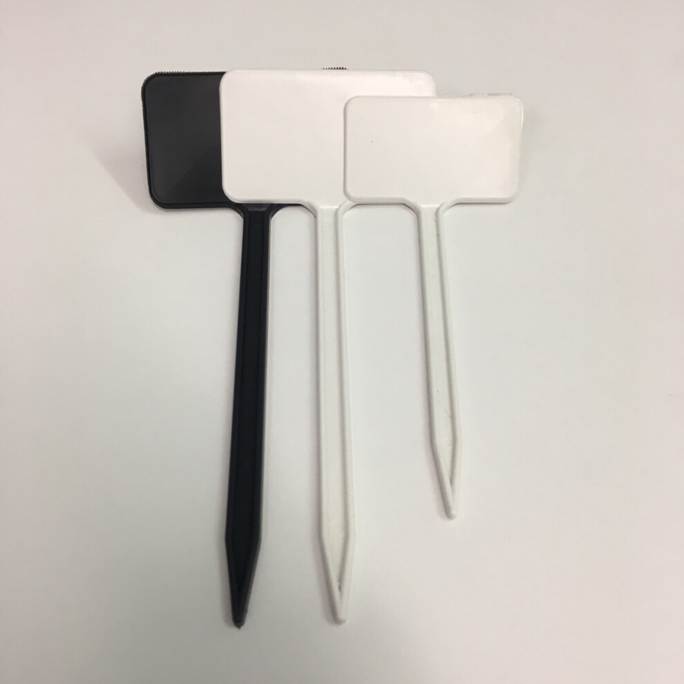 (1) Yuzet White & Blackboard Angled Plant Flower T Labels planting tags markers