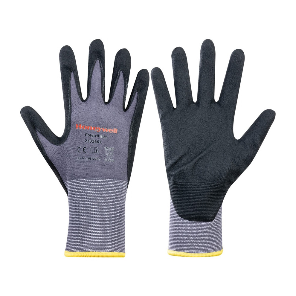 Polytril Flex Nitrile Coated Grey/Black Gloves - Size 9