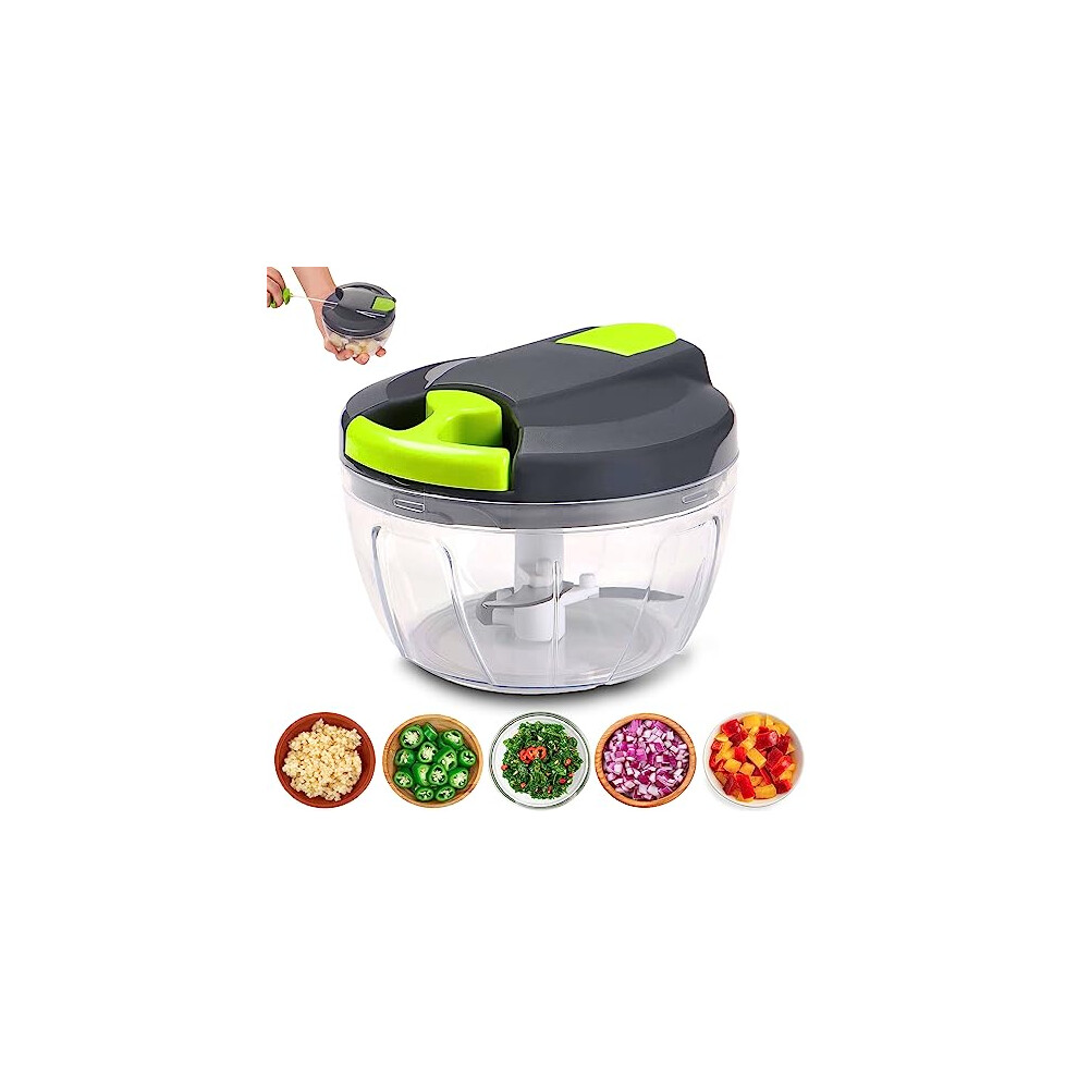 CUQOO Manual Food Chopper with Pull String 900ml Food Processor