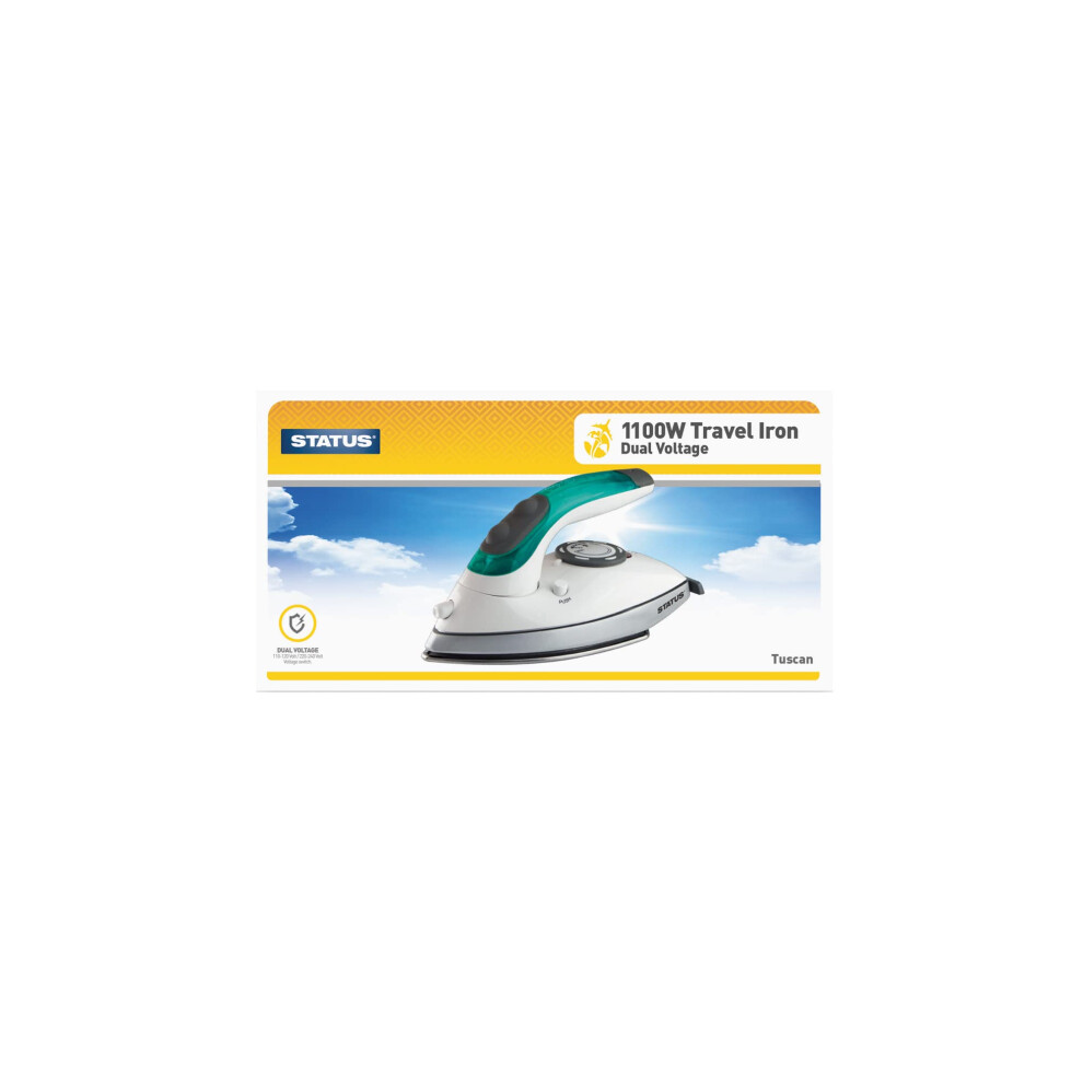 status-tuscan-travel-iron---clothes-steam-iron---1100w-dual-voltage---white-green---tuscaniron1pkb4