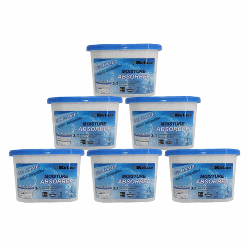 Belaco Dehumidifier 6x500ml Pack - Prevent Mold & Mildew, Remove Dampness, Eliminate Musty Odor - D500B-6