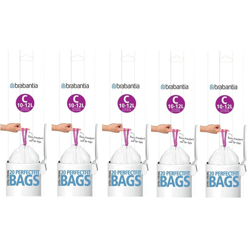 Brabantia Heavy Duty Perfect Fit Bin Liners (5 Packs of 20) 1012 Litre