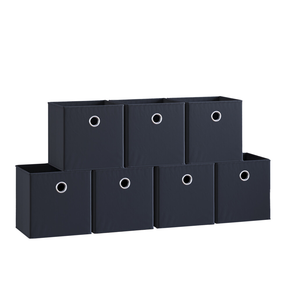 (Black, 7) Durham Basket Set Drawers Bookcase Organiser Box