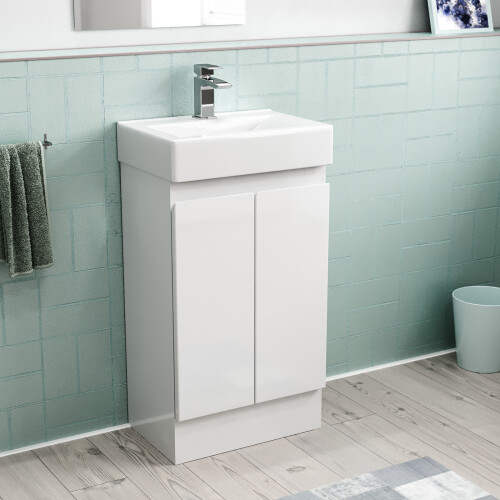 NES Home Nes Home 450mm Freestanding 2 doors Basin Vanity Unit  White Flat Pack