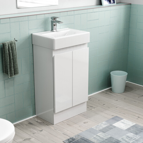 NES Home Nes Home 450mm Freestanding 2 doors Basin Vanity Unit  White Flat Pack 2