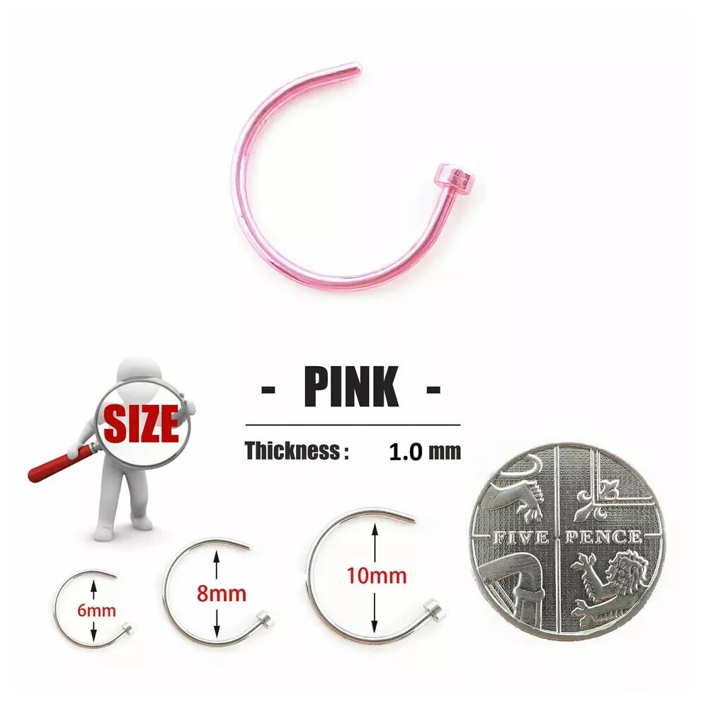 Nose Ring Surgical Steel Fake Nose Rings Hoop Lip Nose Rings PINK