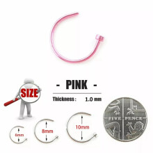 Nose Ring Surgical Steel Fake Nose Rings Hoop Lip Nose Rings PINK