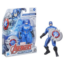 Avengers Marvel Mech Strike 15-cm-scale Action Figure Toy Captain America and Battle Accessory, for Children Aged 4 and Up F1664