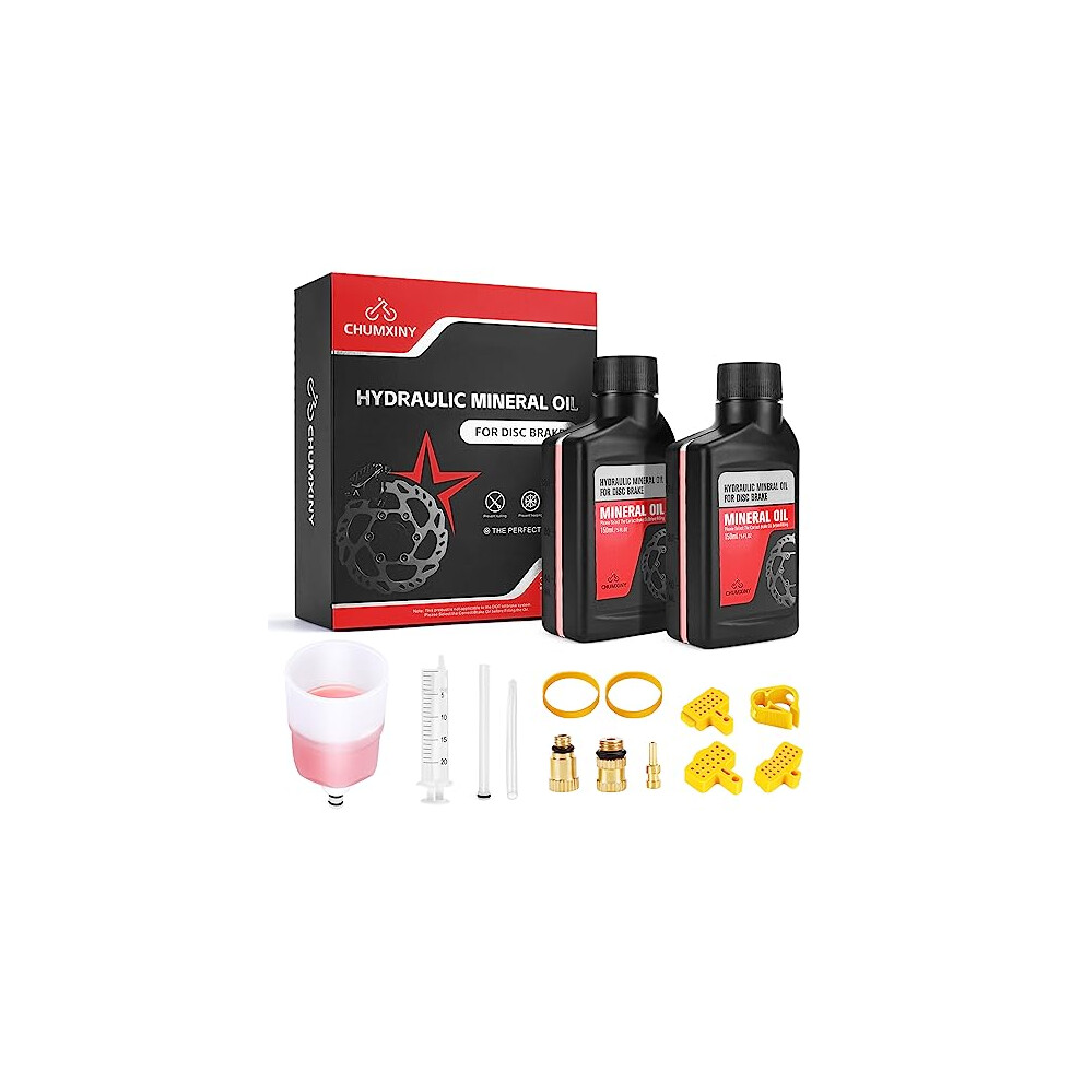 CHUMXINY Brake Bleed Kit for SHIMANO Hydraulic Brakes, Including 300ML Mineral Oil Brake Fluid, Clear Funnel and Instruction Manual.